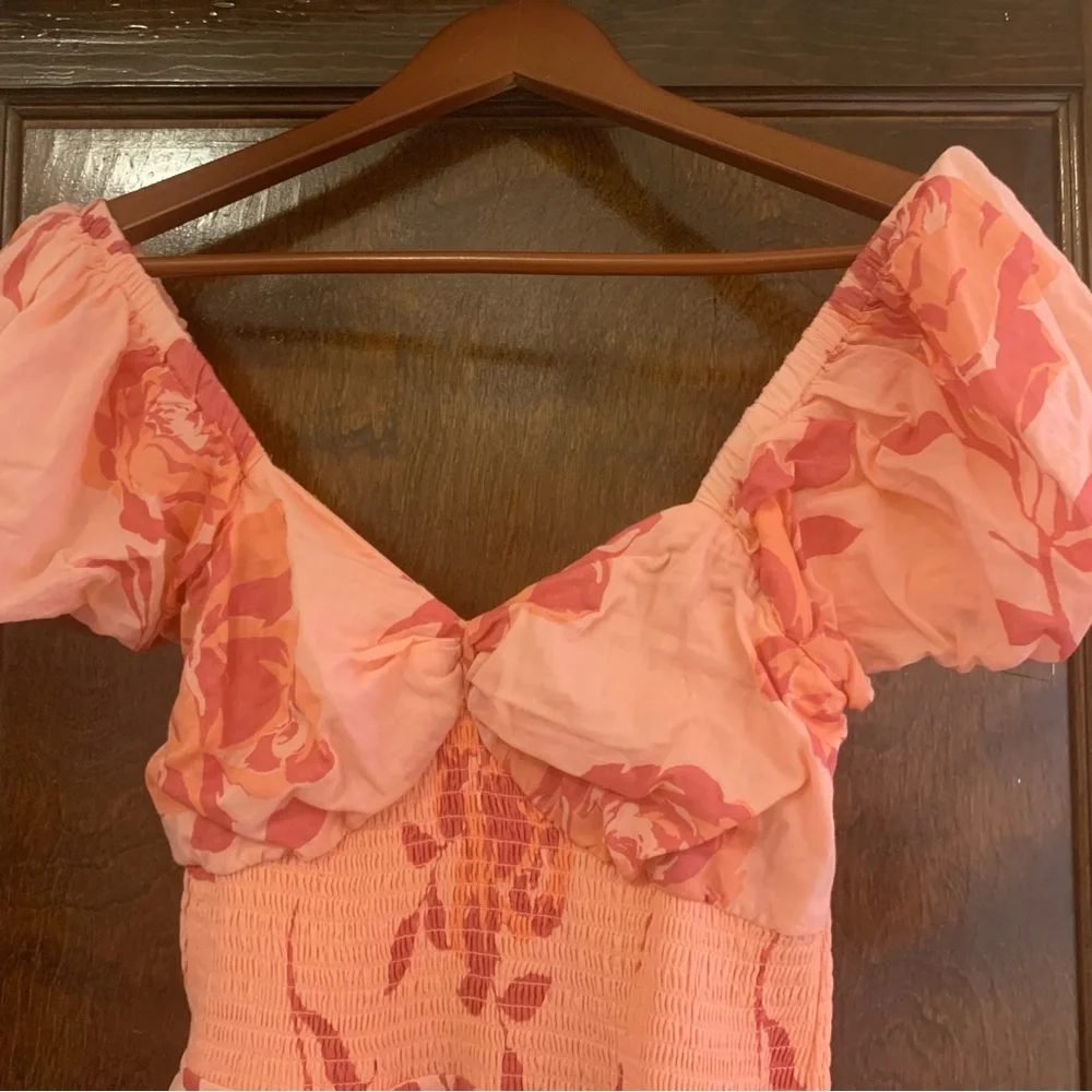 Free People Women's Short Sleeve Sundrenched Pink Maxi Dress sz. Medium - Picture 3 of 10